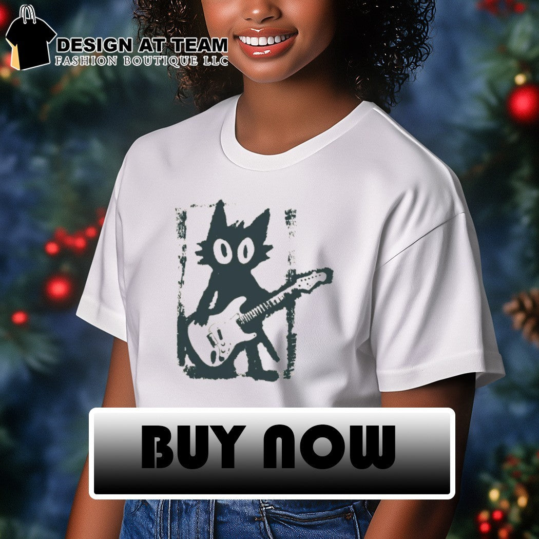 Rock Star Cat puck music graphic shirt