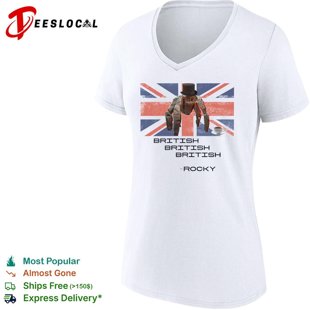 Rocky British alien spider top hat tea cup shirt