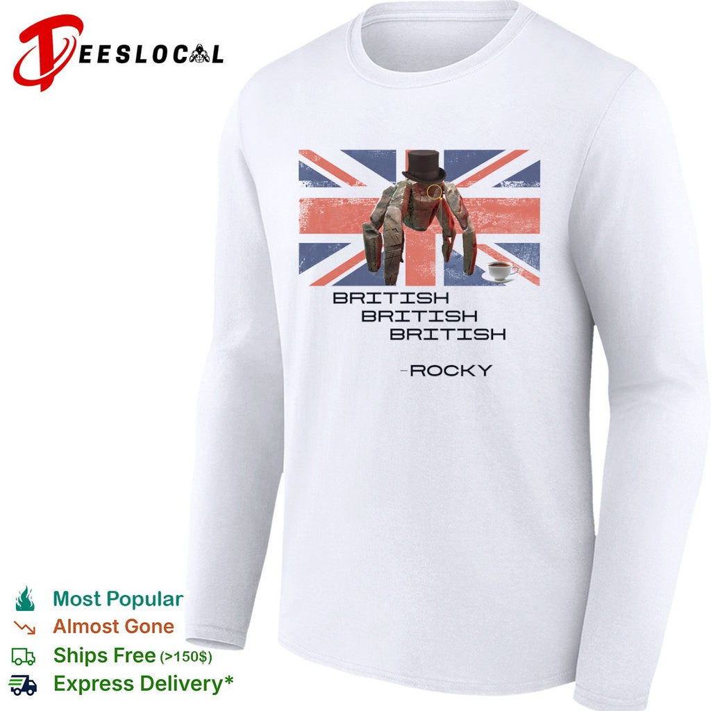 Rocky British alien spider top hat tea cup shirt