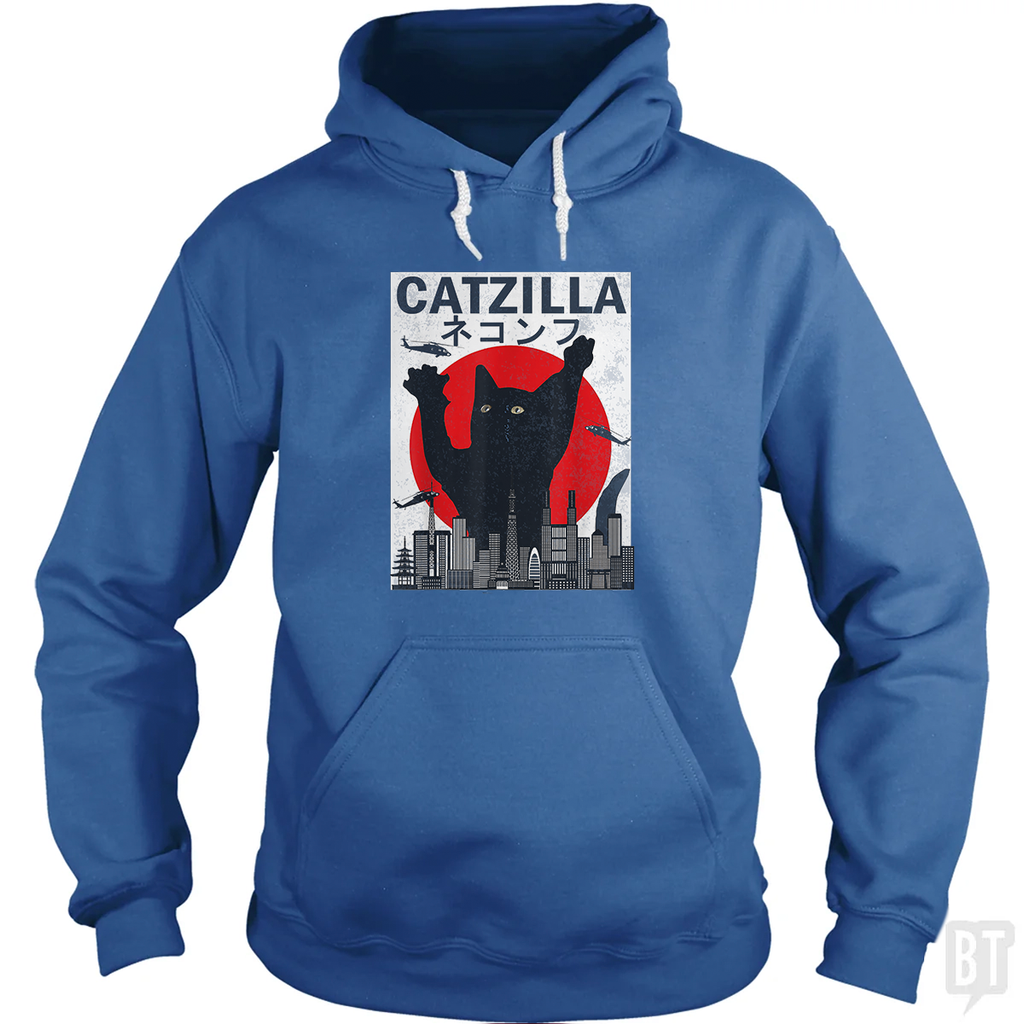 Vintage Catzilla Japanese Sunset Hoodie