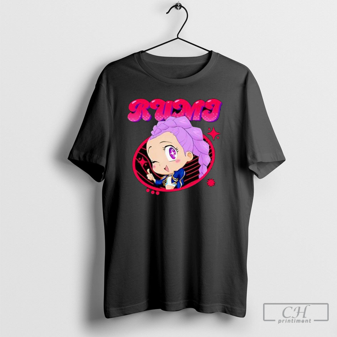 Rumi Cute Purple Braided Hair Anime Thumbs Up Graphic Shirt Tee