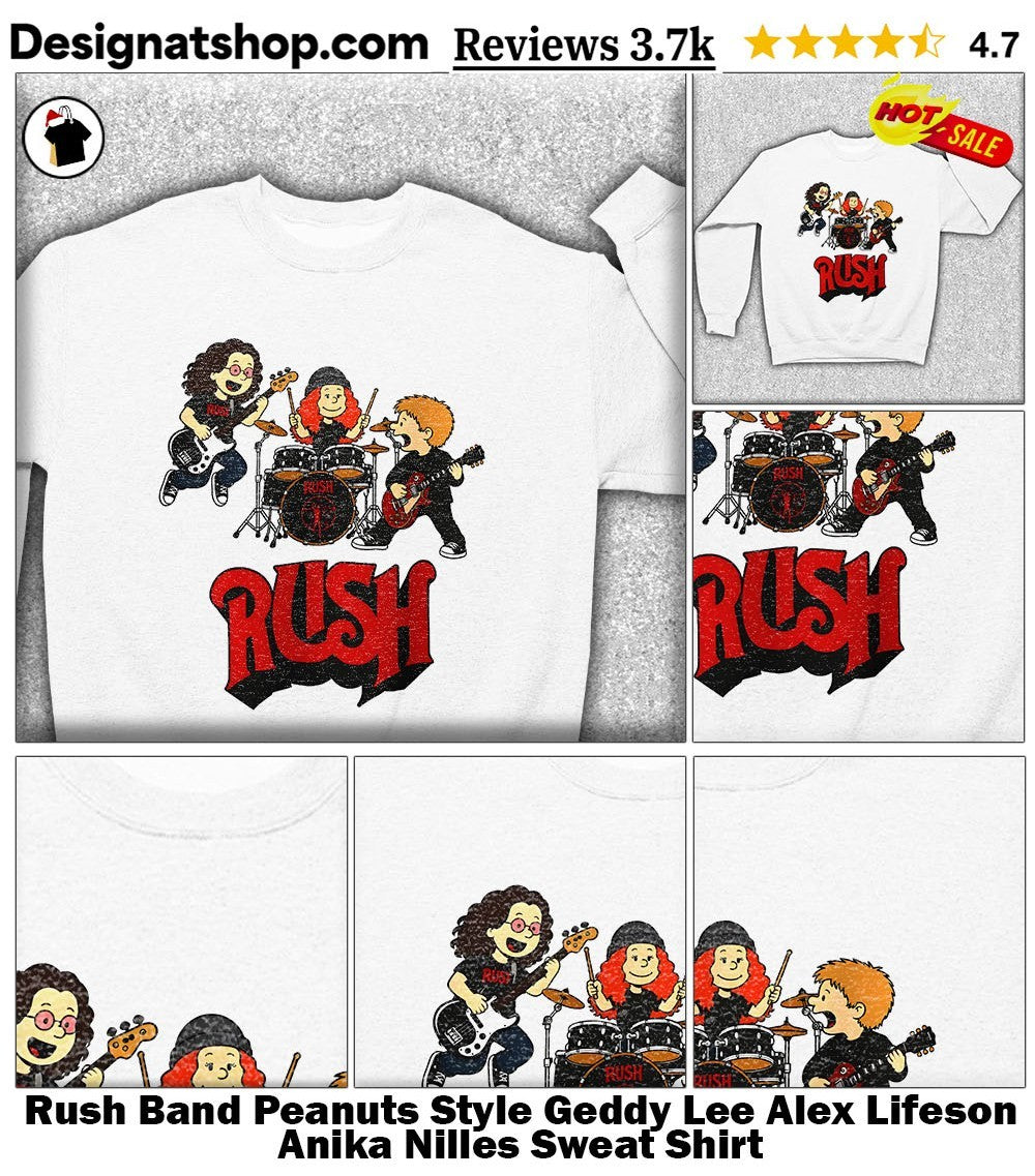 Rush Band Peanuts Style Geddy Lee Alex Lifeson Anika Nilles shirt