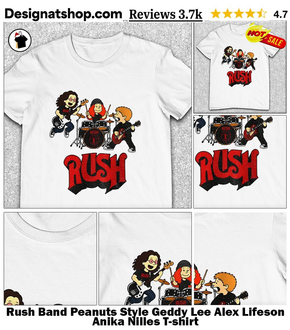 Rush Band Peanuts Style Geddy Lee Alex Lifeson Anika Nilles shirt