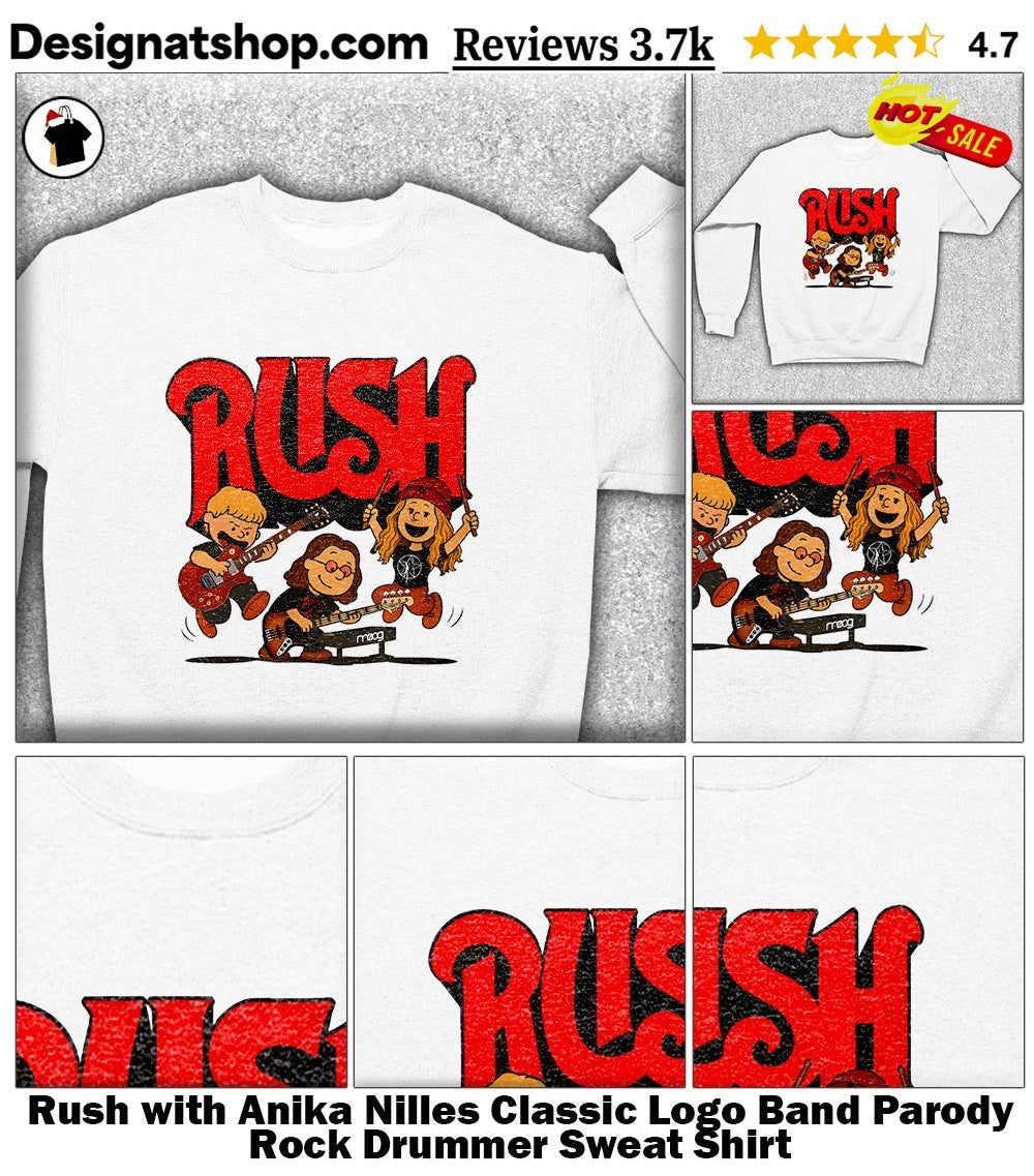 Rush with Anika Nilles Classic Logo Band Parody Rock Drummer shirt