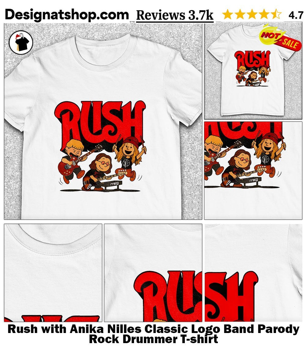Rush with Anika Nilles Classic Logo Band Parody Rock Drummer shirt