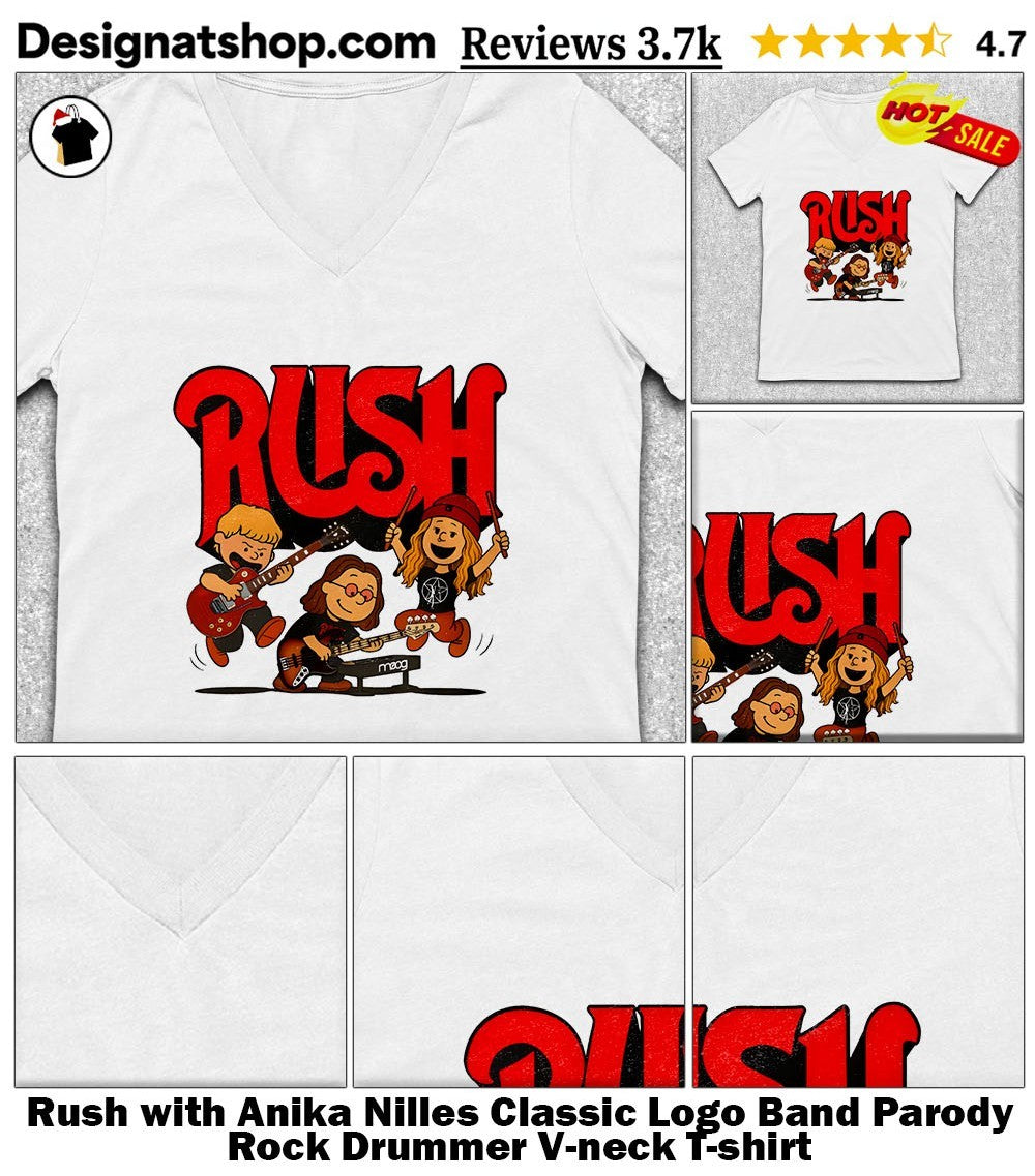 Rush with Anika Nilles Classic Logo Band Parody Rock Drummer shirt