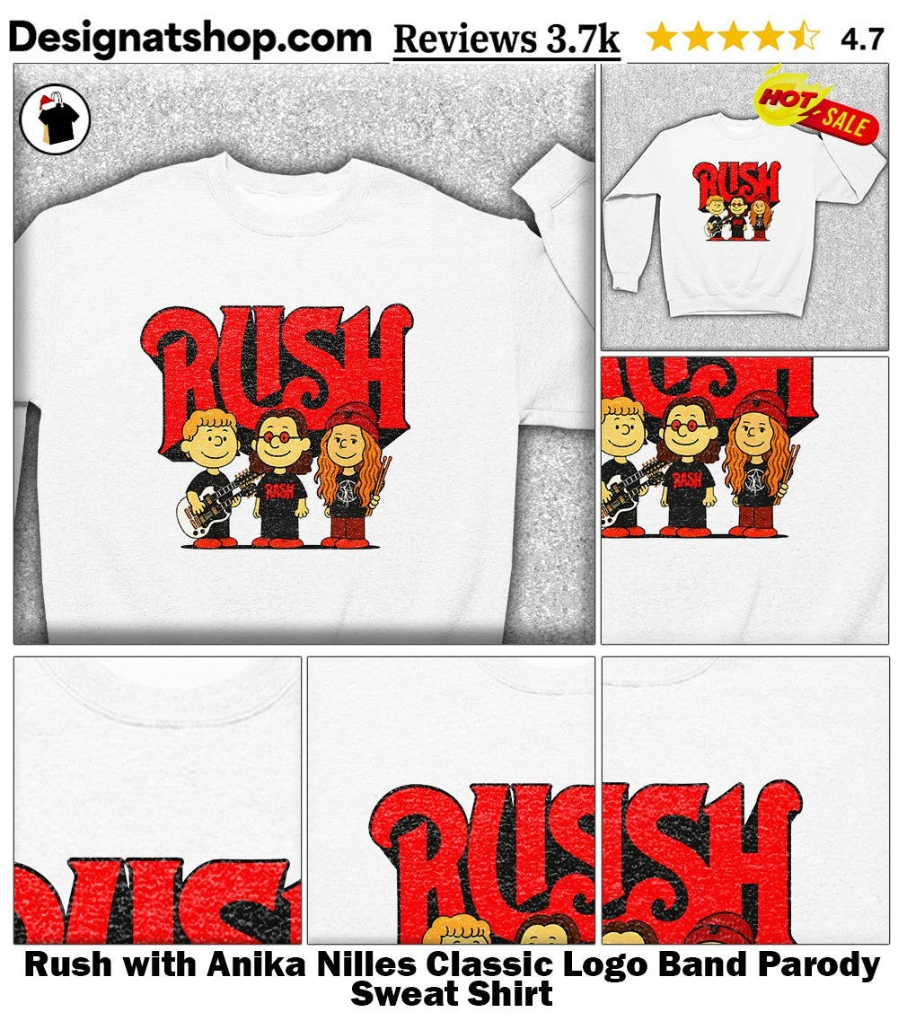 Rush with Anika Nilles Classic Logo Band Parody shirt