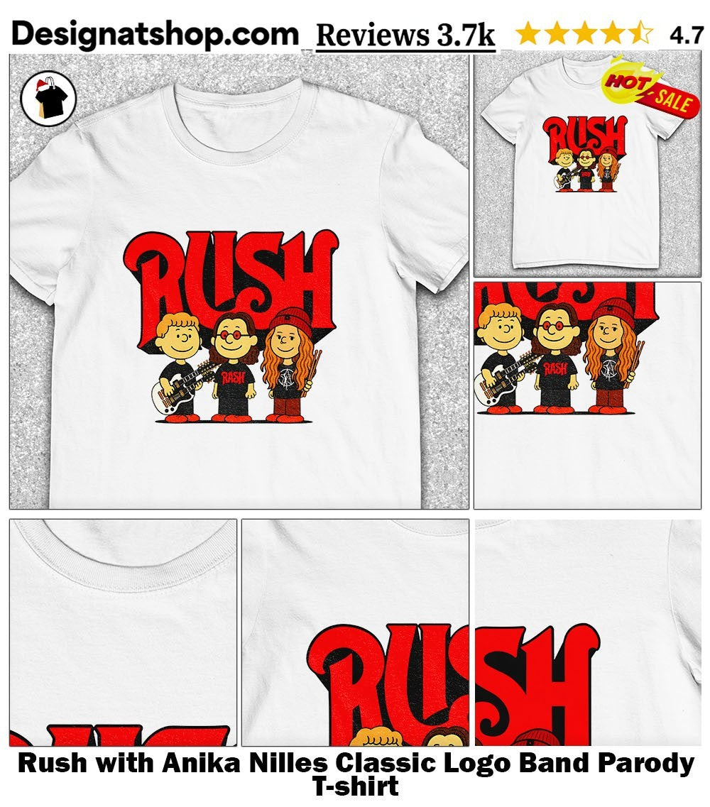 Rush with Anika Nilles Classic Logo Band Parody shirt