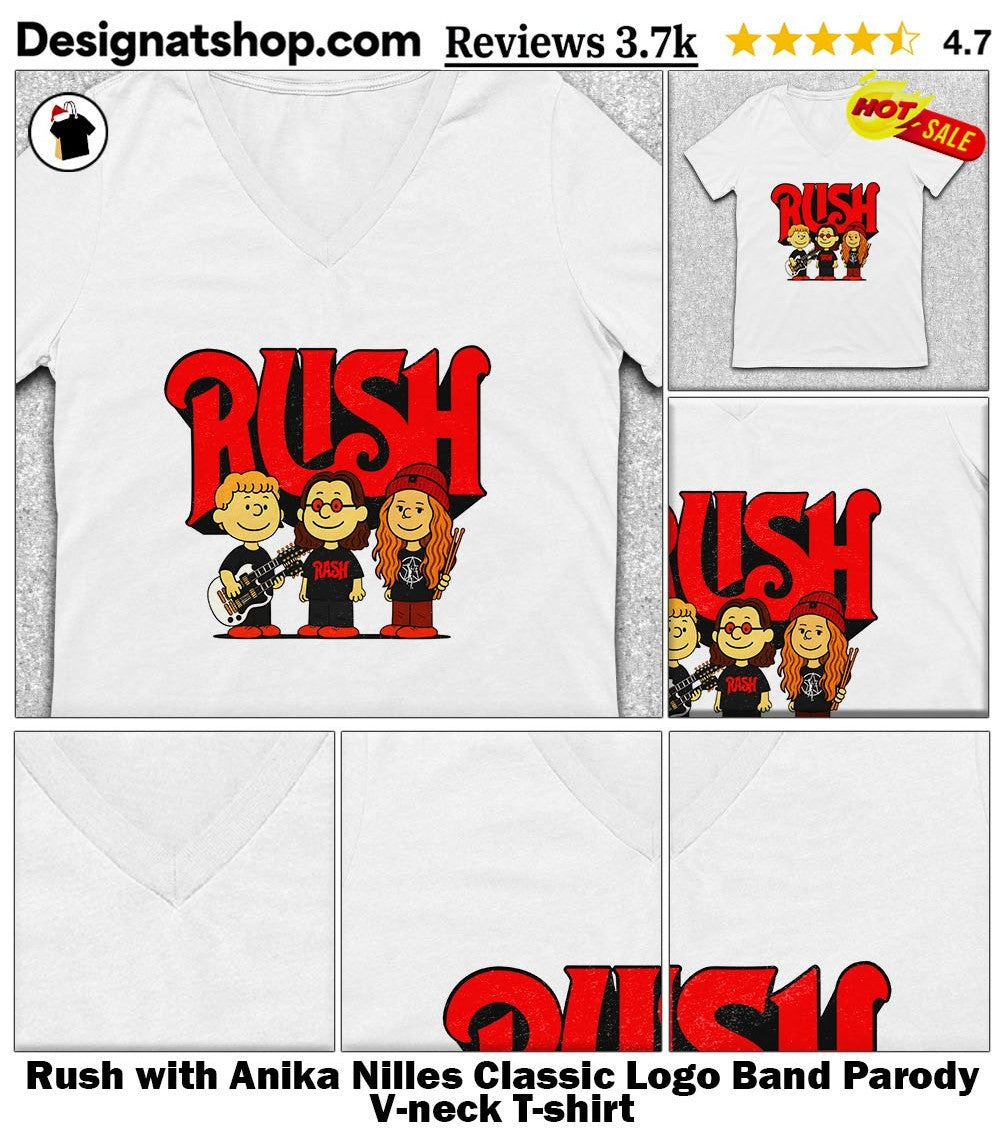 Rush with Anika Nilles Classic Logo Band Parody shirt