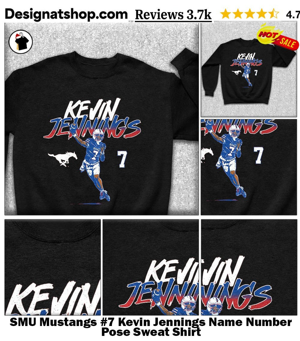 SMU Mustangs #7 Kevin Jennings Name Number Pose shirt
