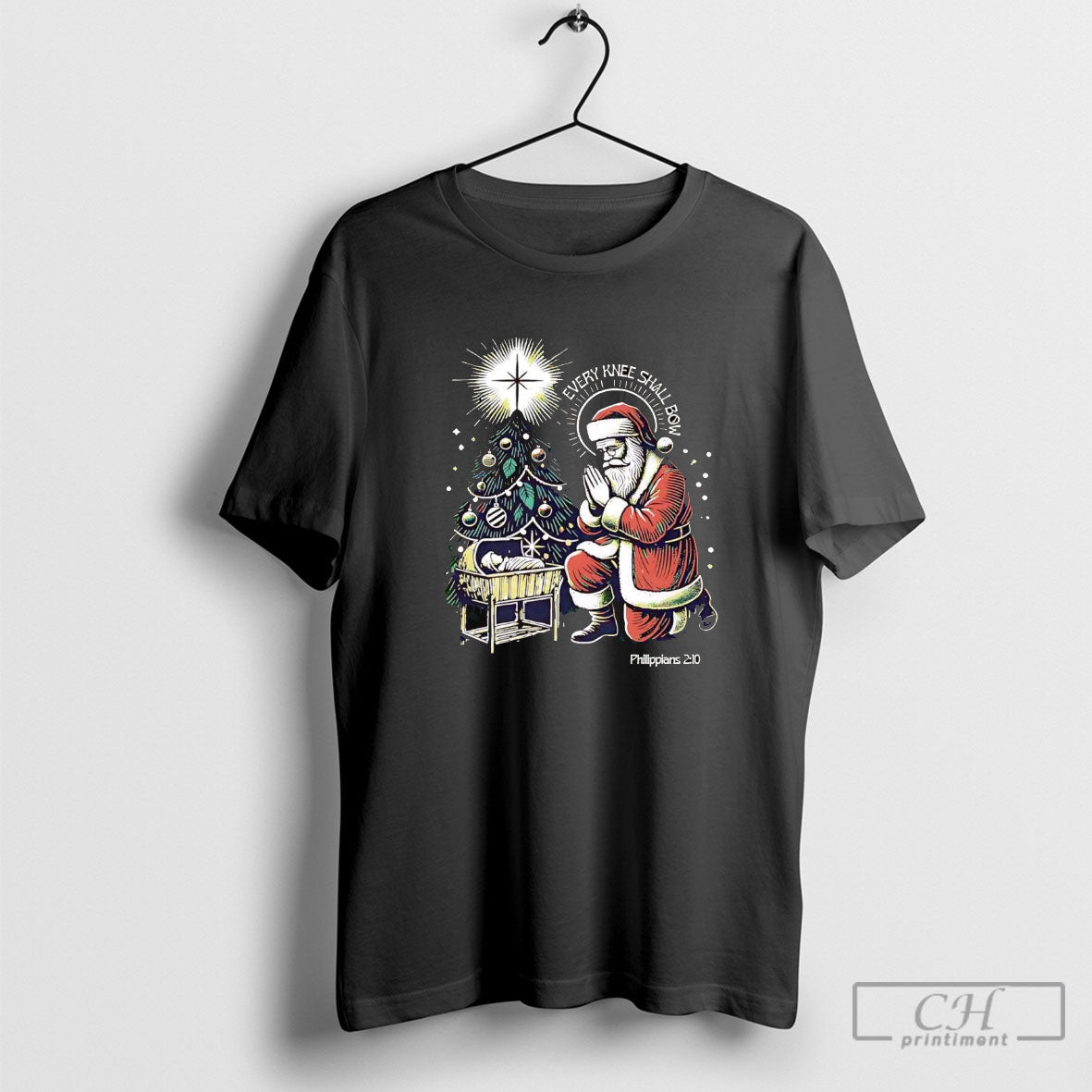 Santa Every Knee Shall Bow Philippians 2 10 Christmas Shirt Sweater
