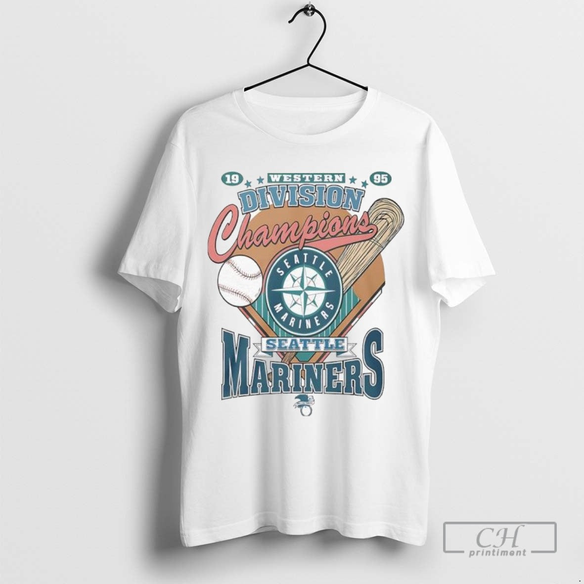 Seattle Mariners 1995 Western Division Champions Vintage Logo Ladies