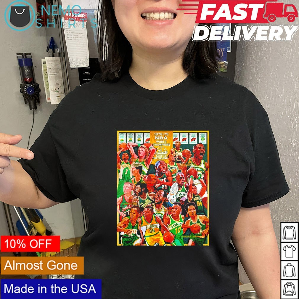 Seattle basketball 1978 79 NBA world champions caricature players shirt