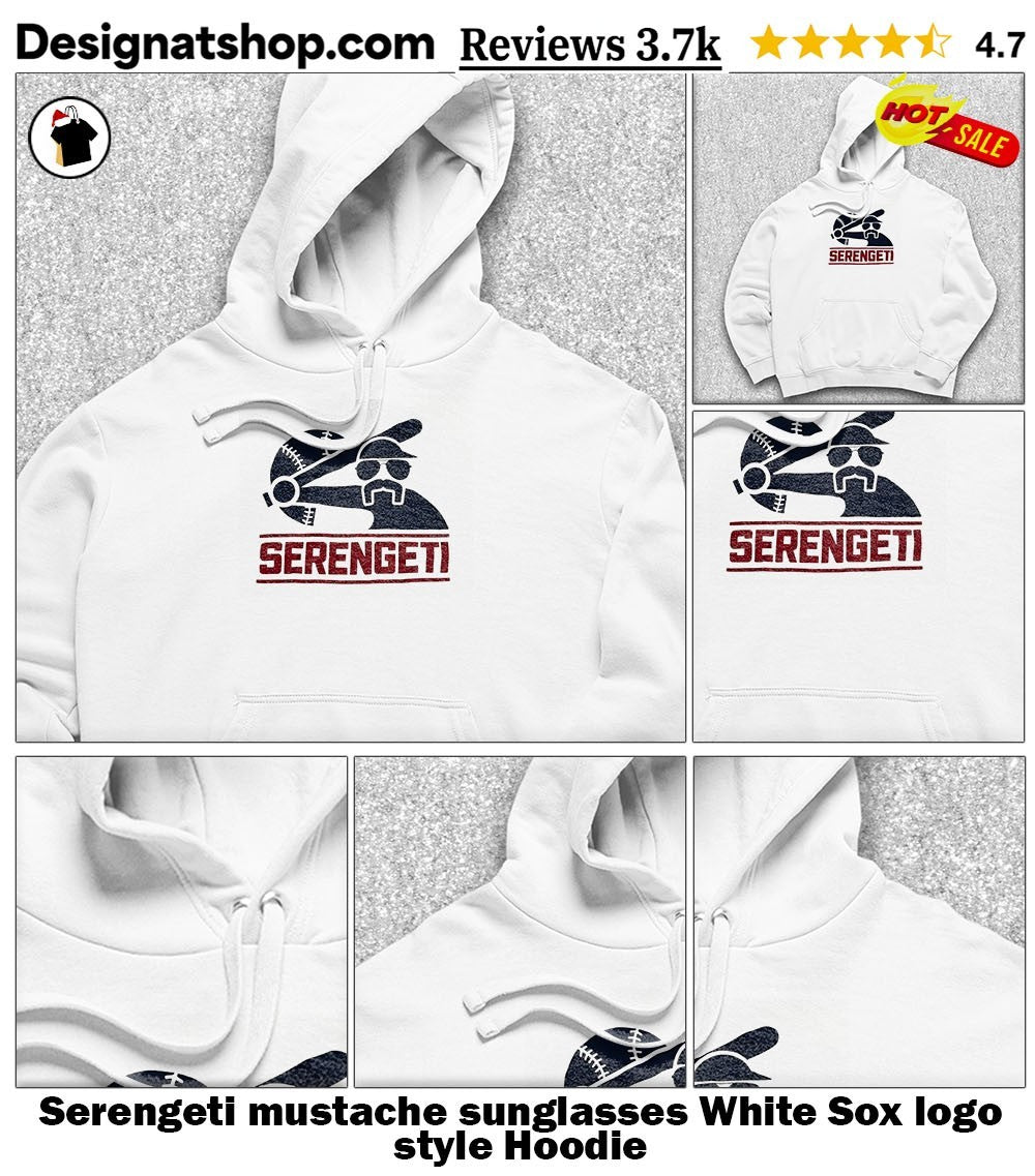 Serengeti mustache sunglasses White Sox logo style shirt