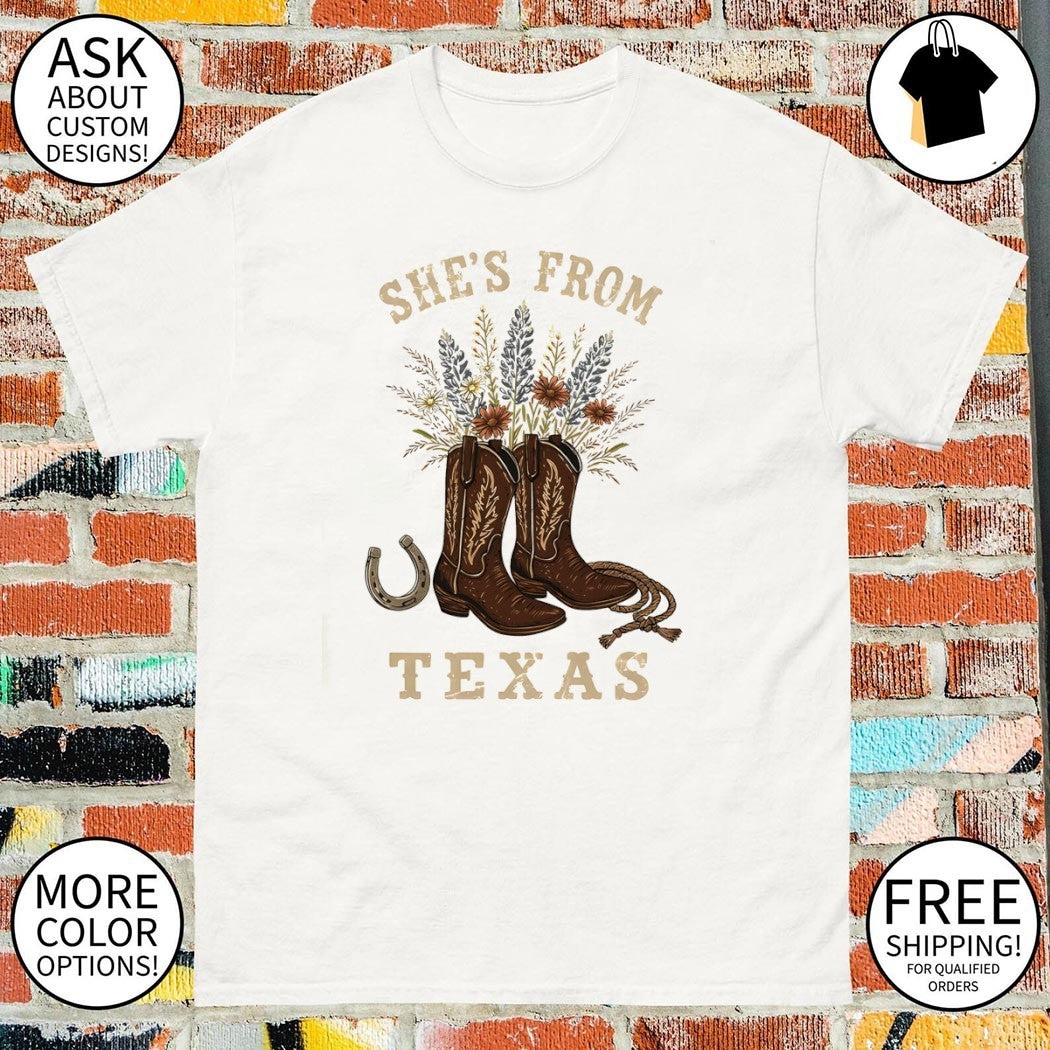 She’s From Texas Western Cowgirl Boots Floral shirt