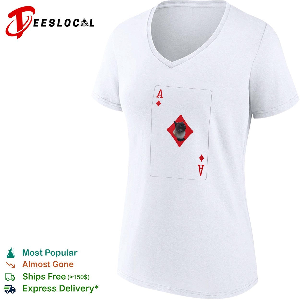 Siamese Cat Ace of Diamonds Playing Card shirt