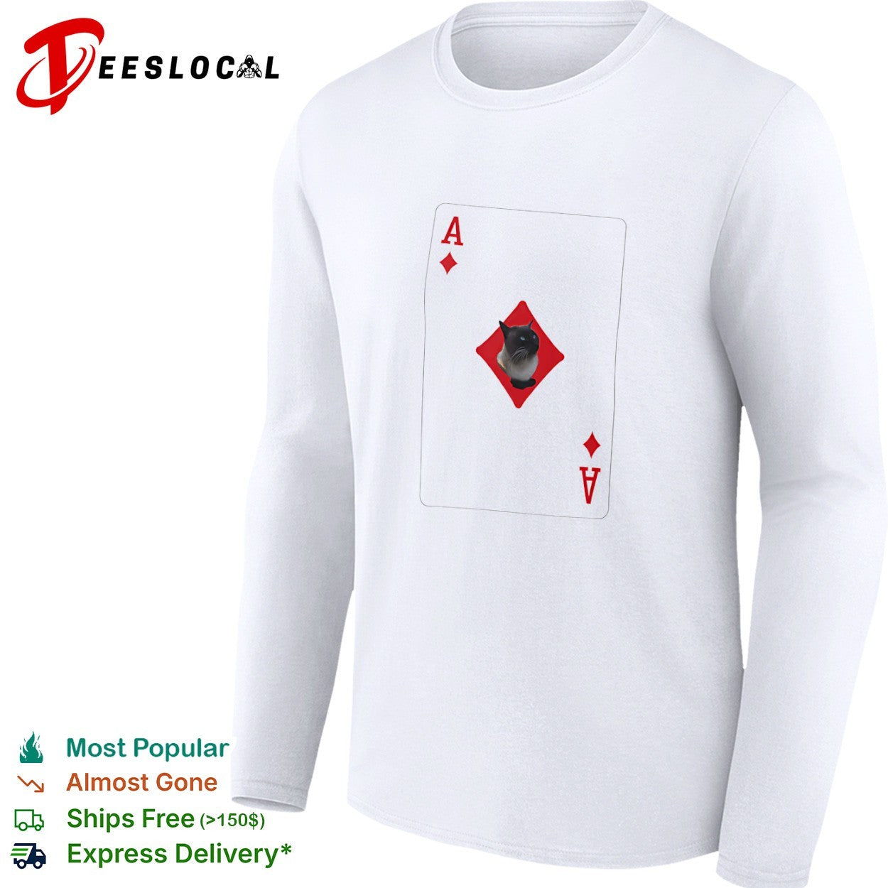 Siamese Cat Ace of Diamonds Playing Card shirt