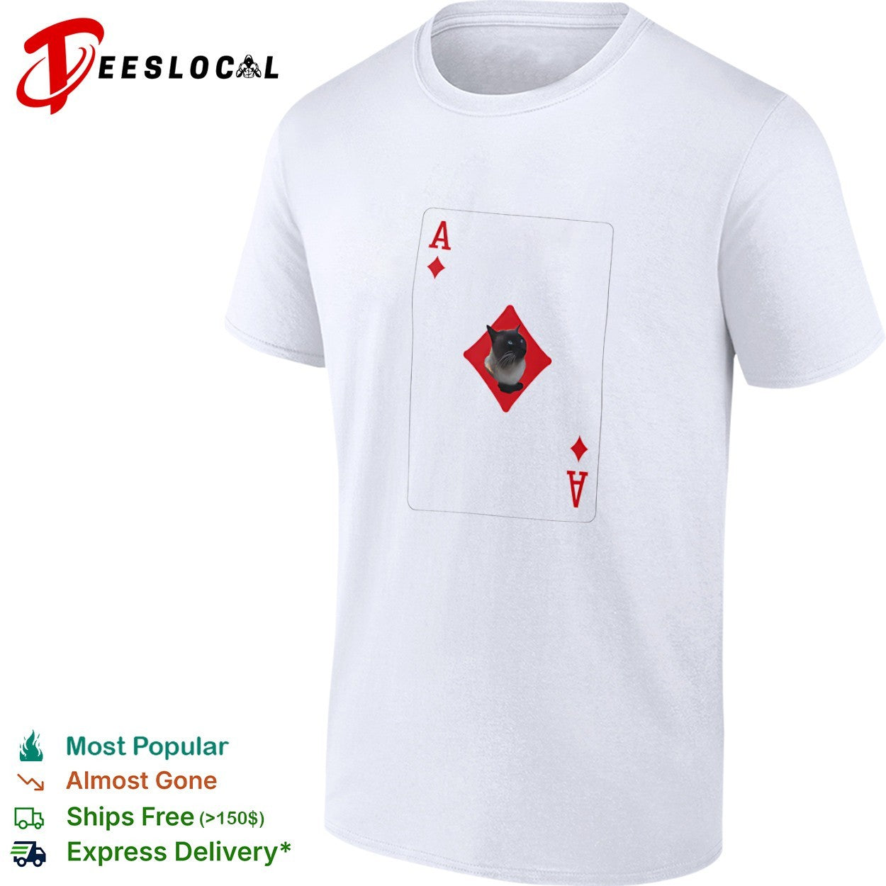 Siamese Cat Ace of Diamonds Playing Card shirt