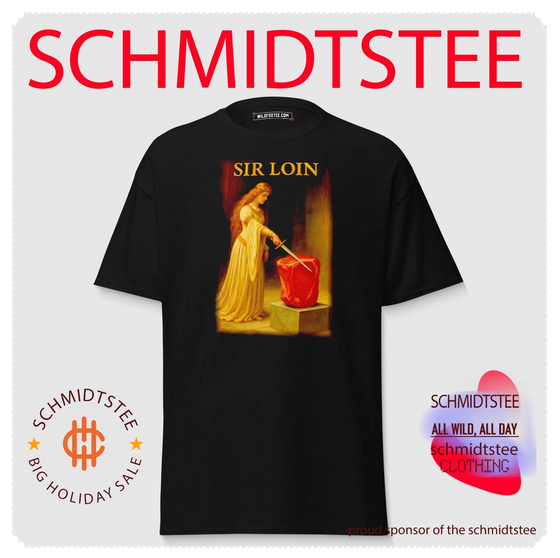 Sir Loin Steak Meme funny food pun medieval art shirt