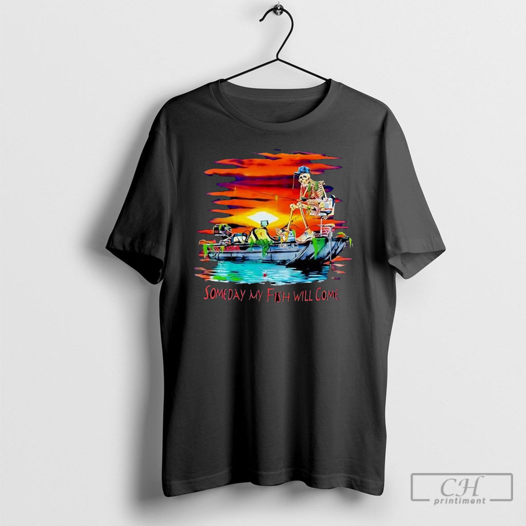 Skeleton Someday My Fish Will Come Sunset Shirt Sweater