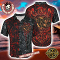 Slayer Multicolour Skull Pattern Blood Eagles Red And Grey 2025 Summer Hawaiian Shirt
