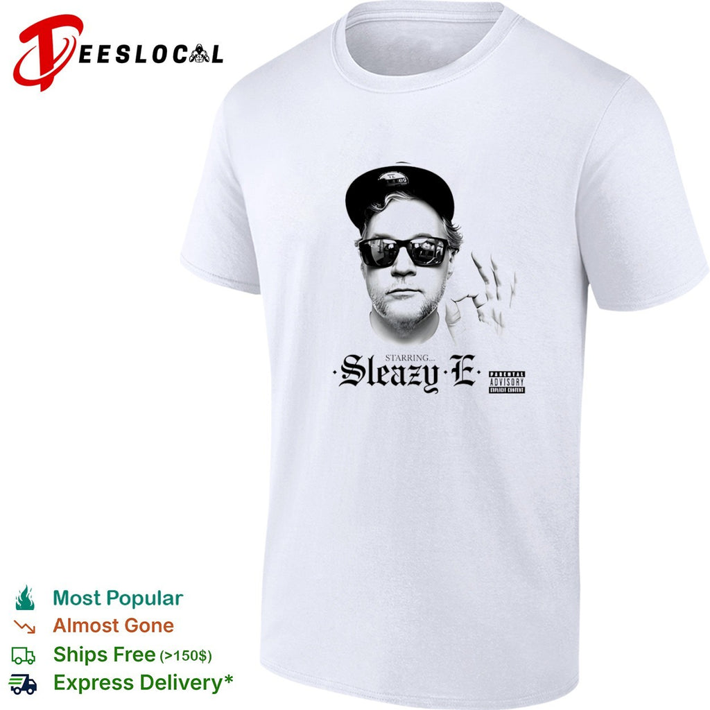 Sleazy E starring man parental advisory explicit content shirt