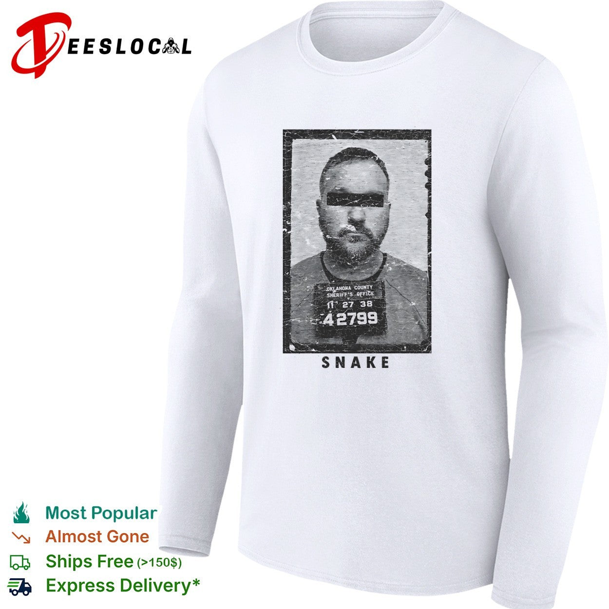 Snake Plissken Escape from New York Oklahoma County Sheriffs Office mugshot shirt