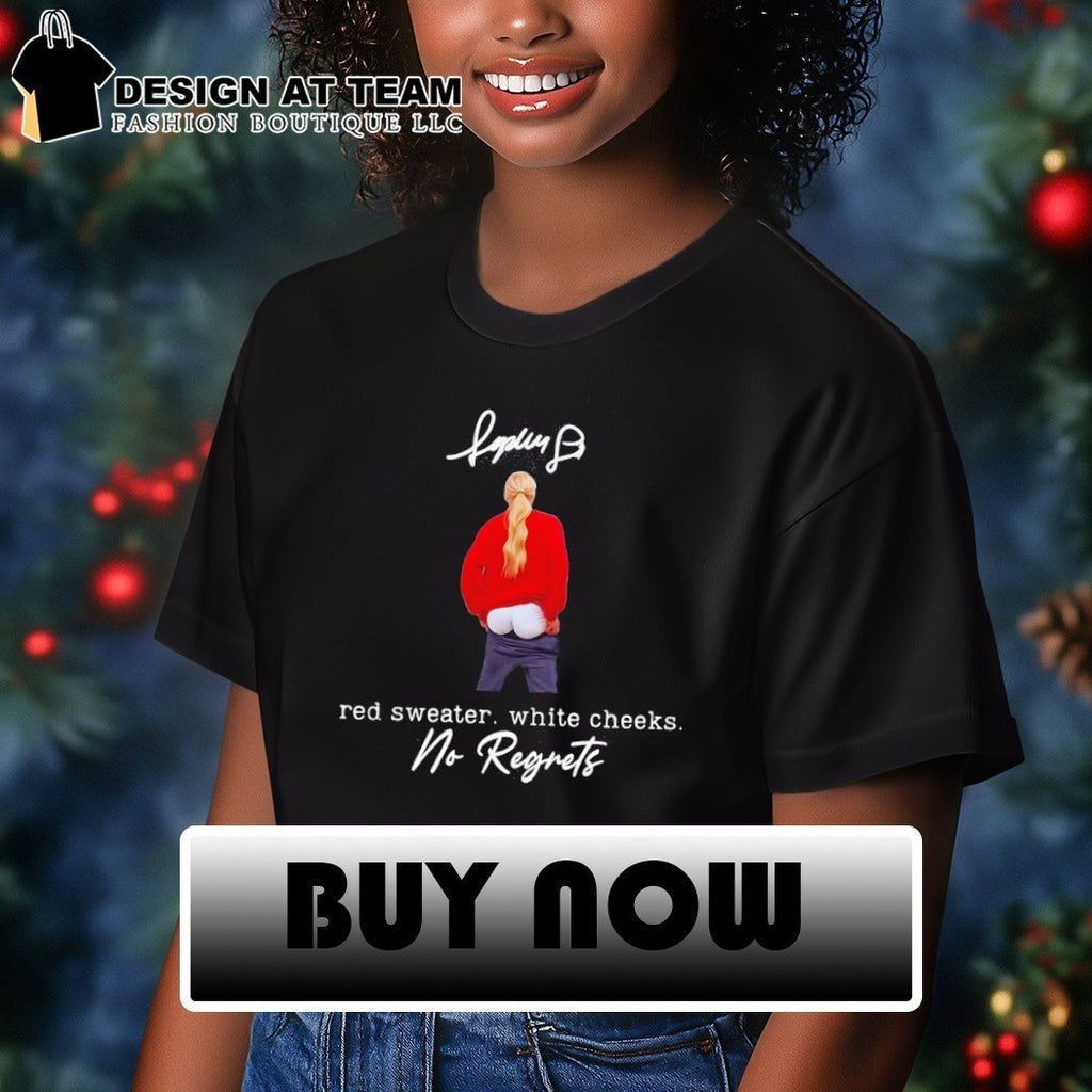 Sophie Cunningham signature red sweater white cheeks no regrets shirt