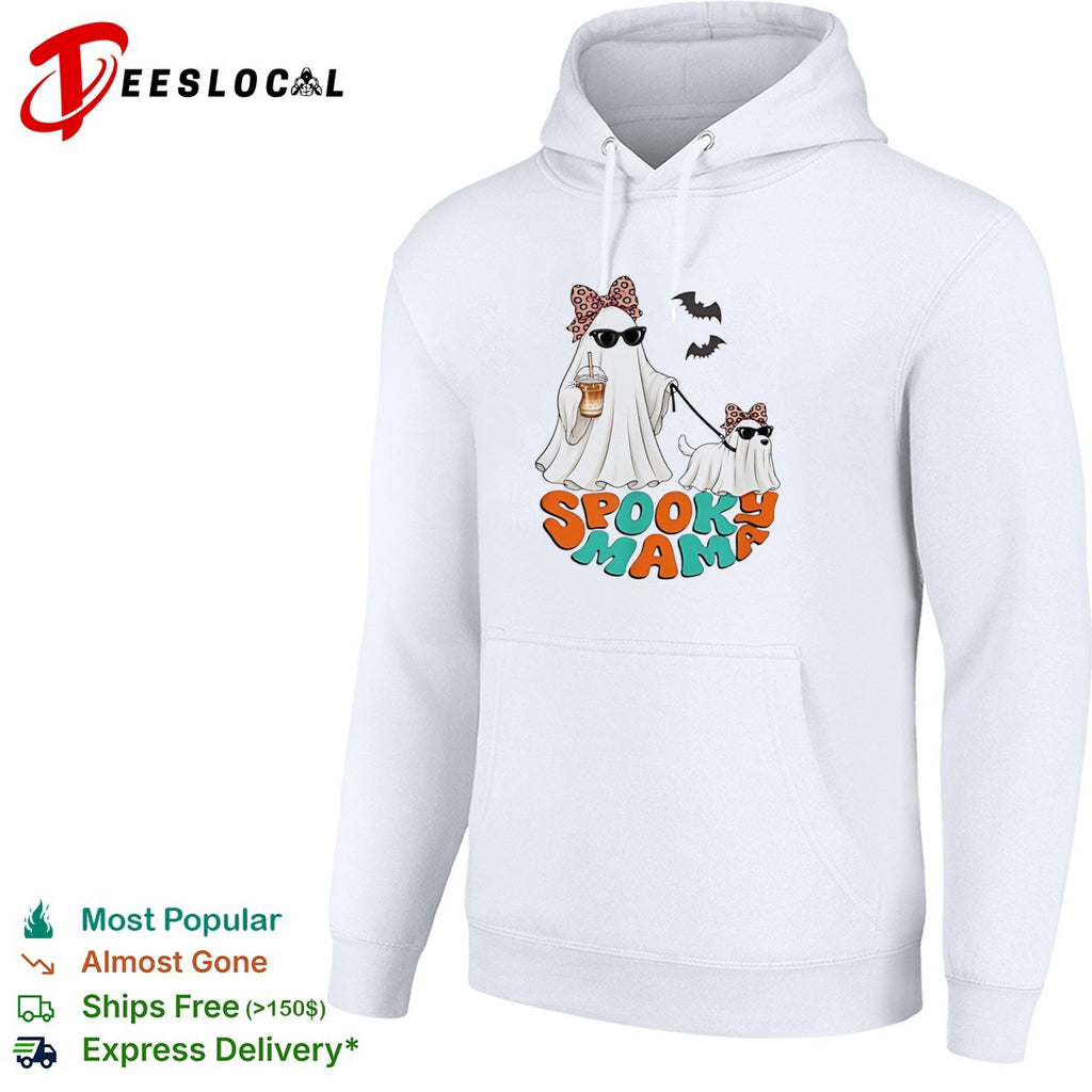 Spooky mama ghost dog walking shirt