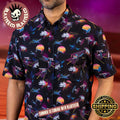 Star Wars RSVLTS Synthwave Dogfight Neon TIE Fighters Electric X-wings Button Short Sleeve Hawaiian Shirt