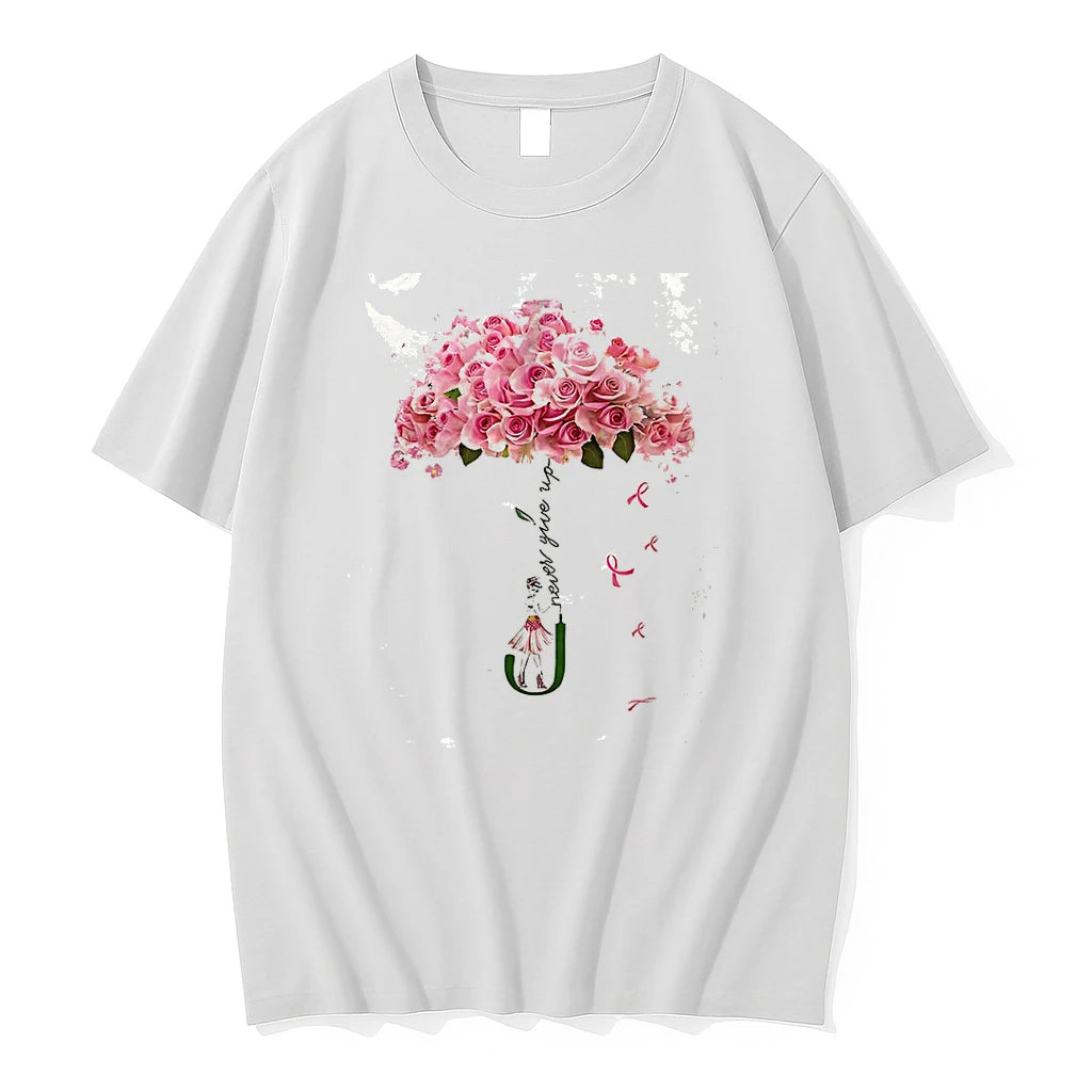 Strong Girl Flower Never Give Up Breast Cancer Tshirts Sweater