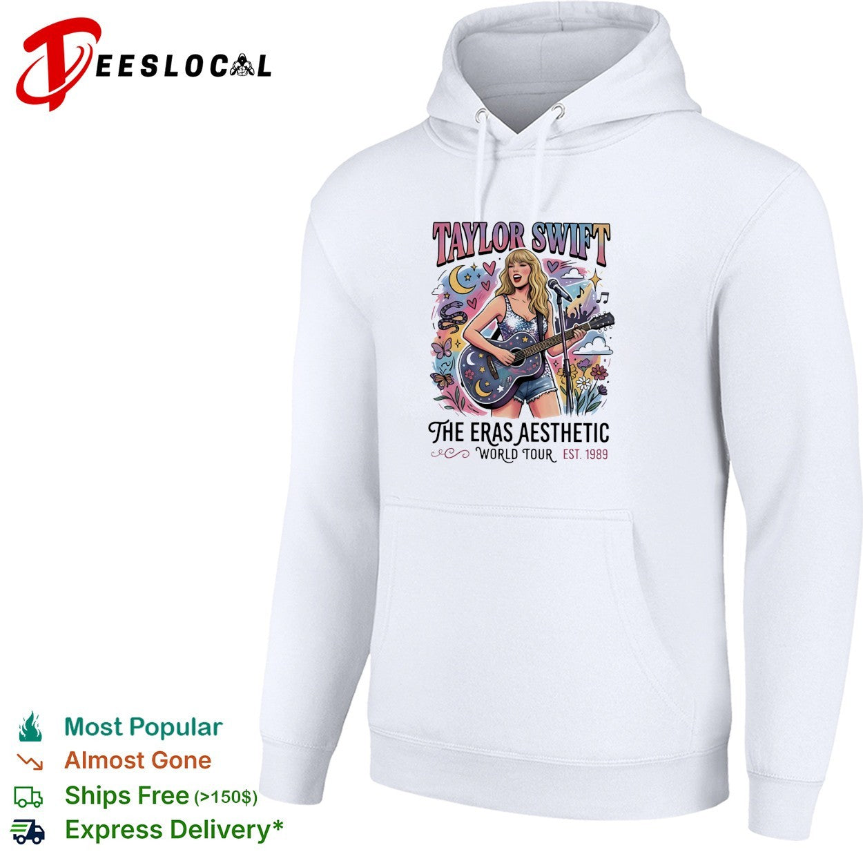 Swift playing guitar the eras aesthetic world tour shirt