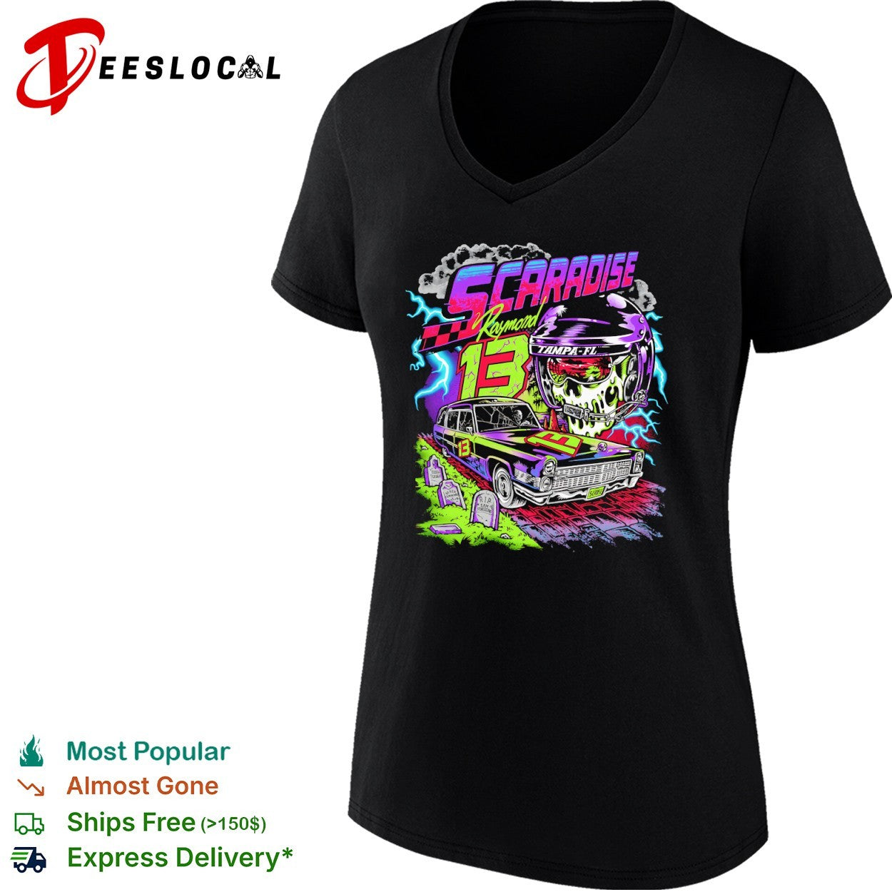 Tampa FL Scaradise Raymond 13 skull car shirt