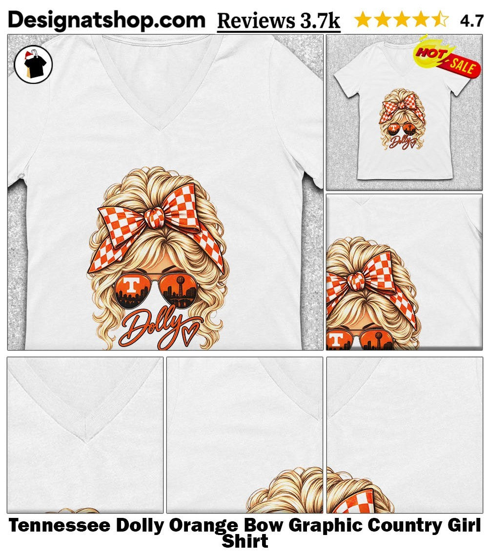 Tennessee Dolly Orange Bow Graphic Country Girl Shirt