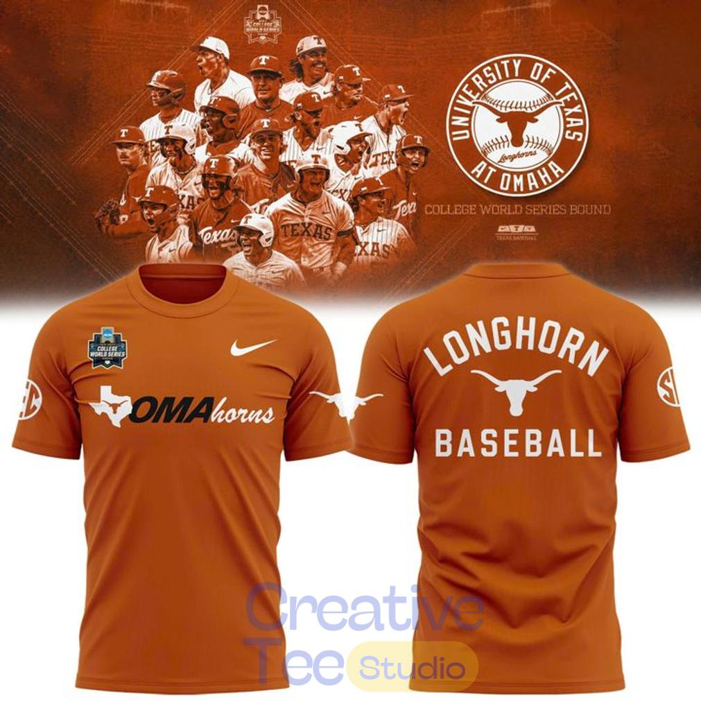 Texas Longhorns 2026 NCAA Baseball Men’s College World Series Omaha 3D T-Shirt