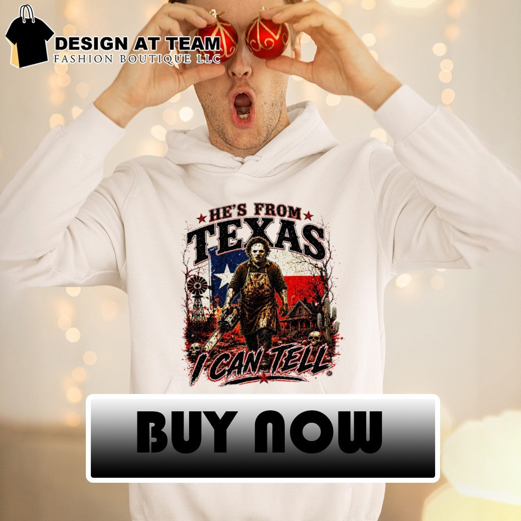 Texas Map Chainsaw Horror He’s From Texas I Can Tell Halloween shirt