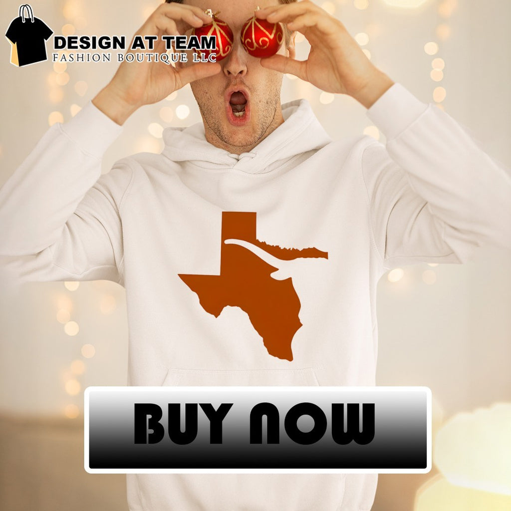 Texas State Outline With Longhorn Steer Silhouette Orange shirt