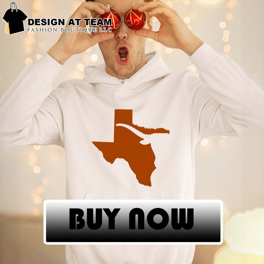 Texas State Outline With Longhorn Steer Silhouette Orange shirt