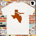 Texas State Outline With Longhorn Steer Silhouette Orange shirt