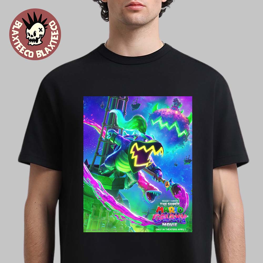 The Super Mario Galaxy Movie Bowser JR Character Poster In Theaters On April 1 2026 T-Shirt