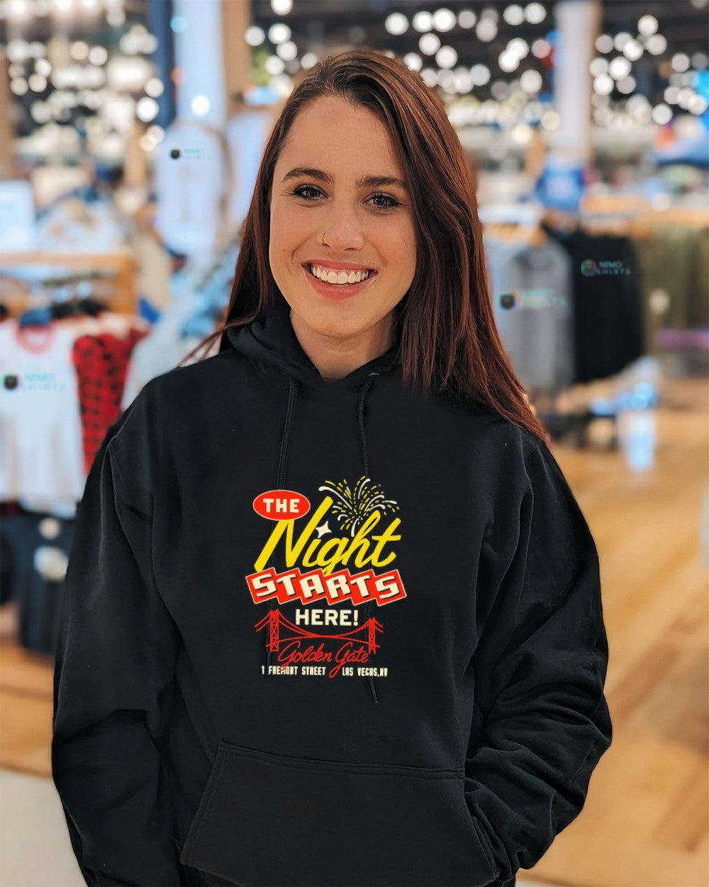 The night starts here Golden gate Las Vegas shirt