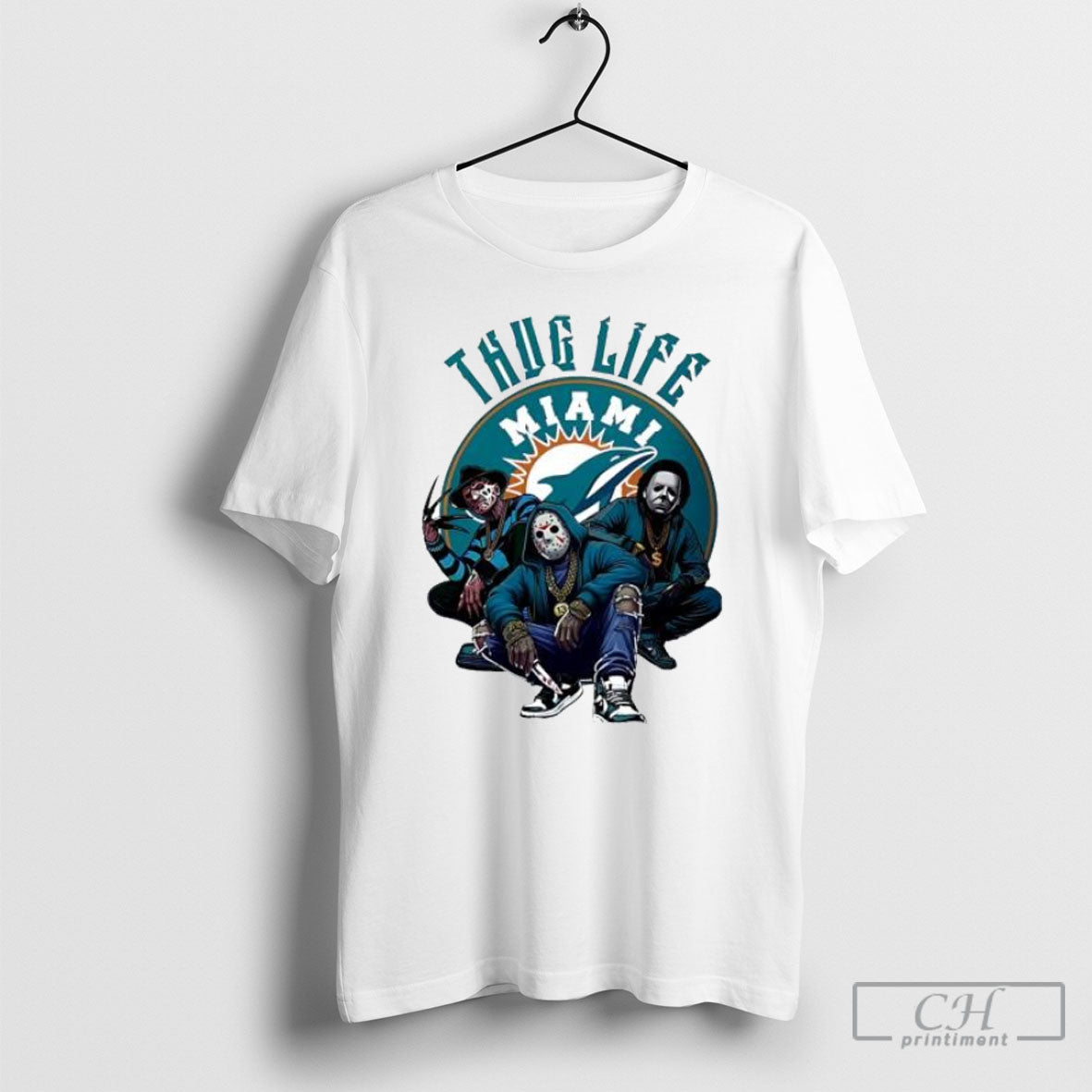 Thug Life Miami Freddy Jason Michael Myers Halloween Football Posters White Shirt