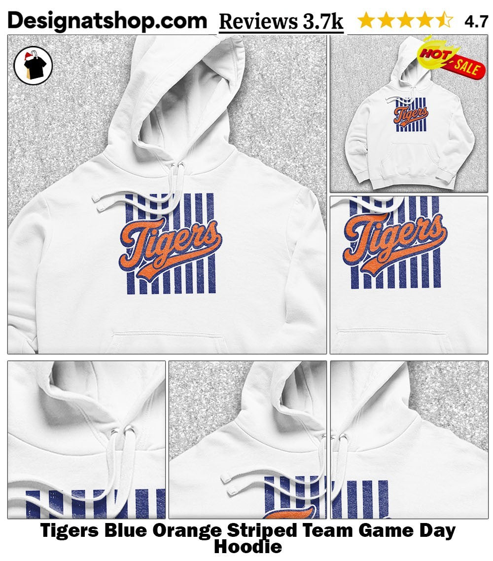 Tigers Blue Orange Striped Team Game Day shirt
