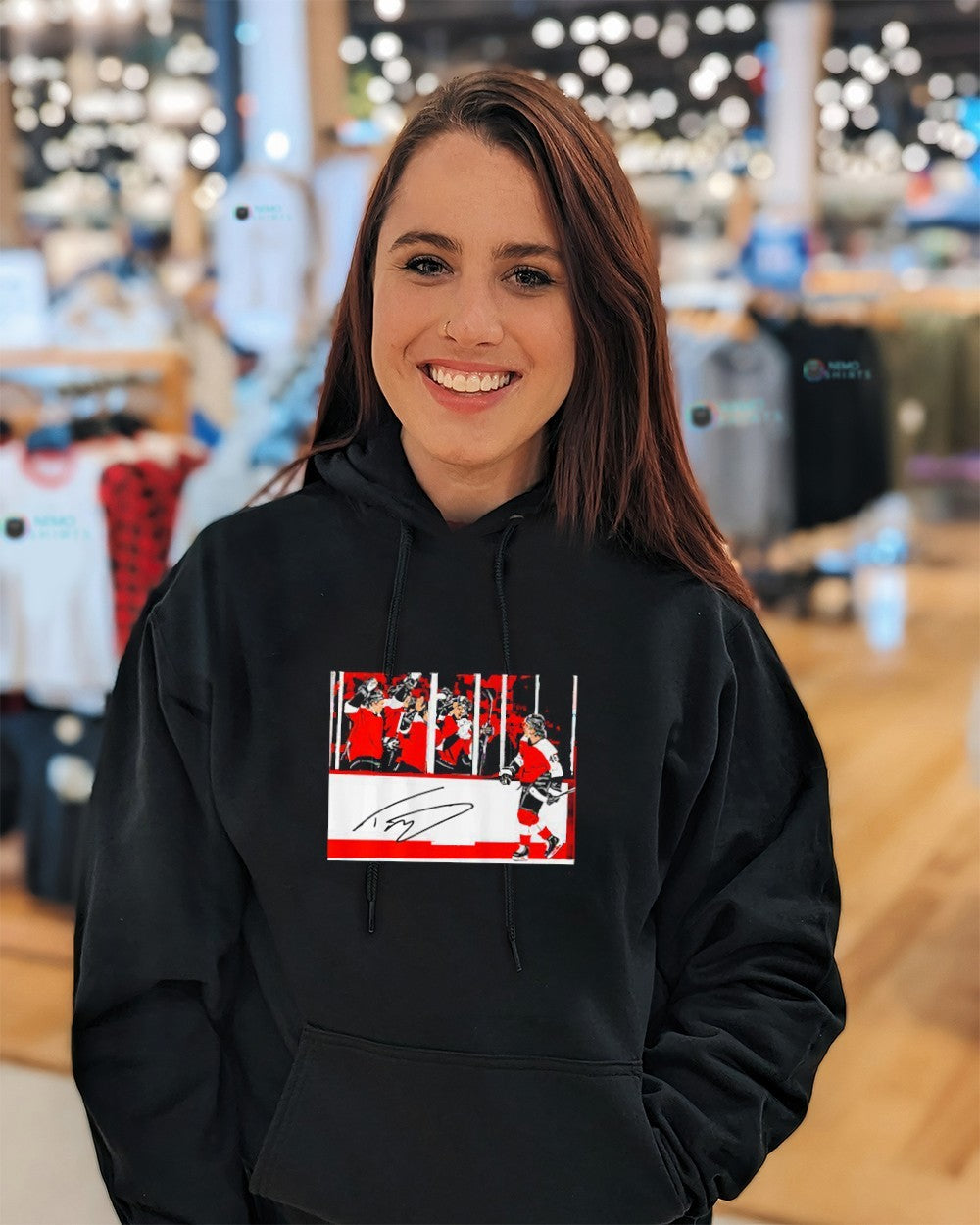 Trevor Zegras penalty box celly shirt