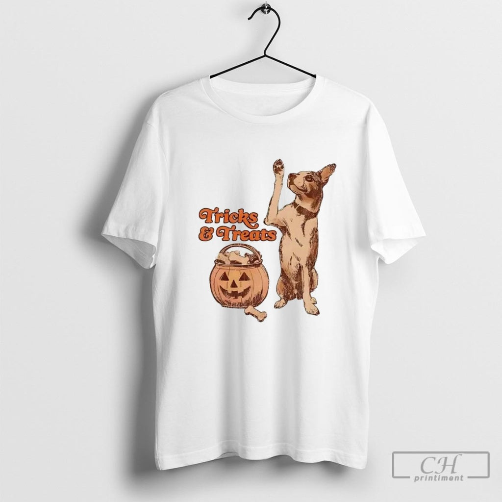 Tricks And Treats Dog Brings Basket Bones Halloween Shirt Sweater