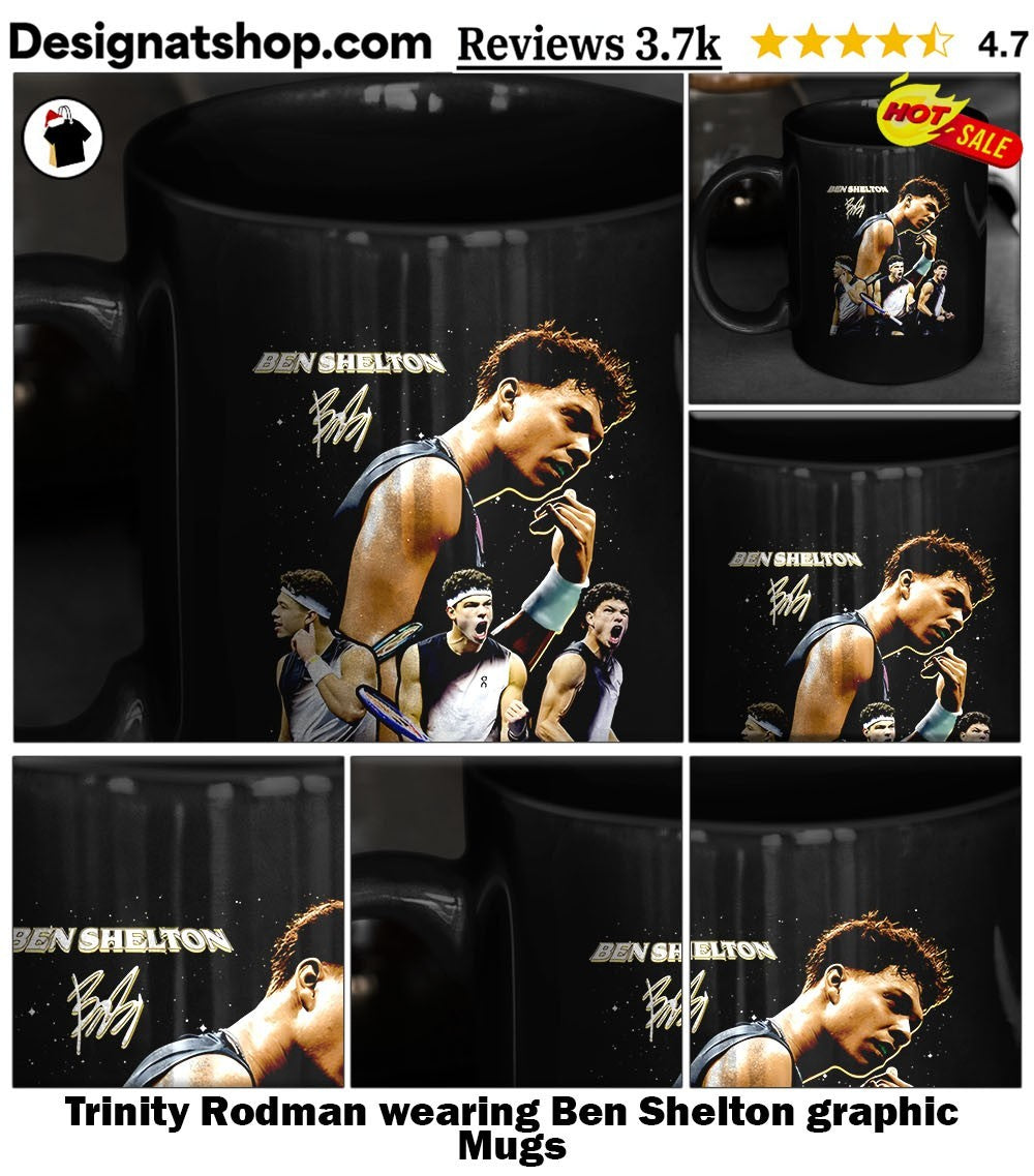 Trinity Rodman wearing Ben Shelton graphic shirt
