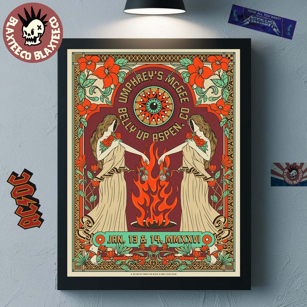Umphrey’s McGee Gig Poster For Shows At Belly Up Aspen Colorado On January 13 And 14 2026 Home Decor Poster Canvas
