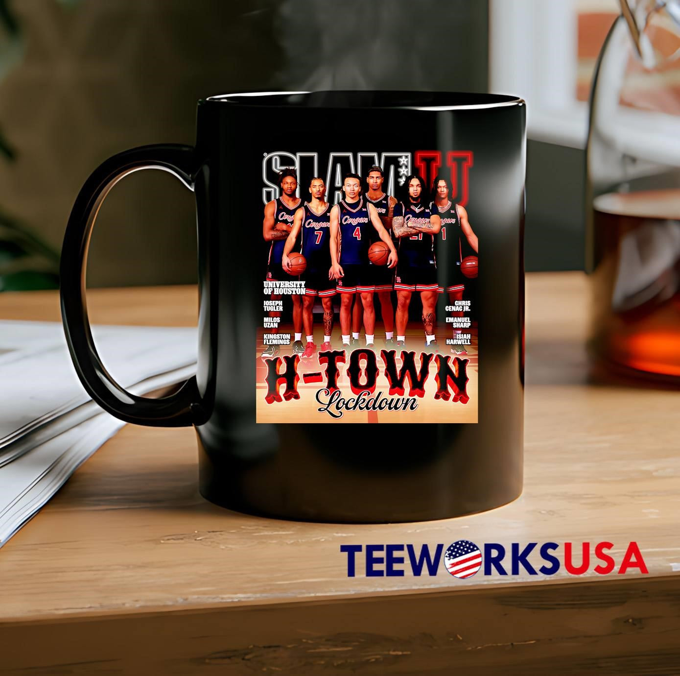University of Houston Joseph Tugler Milos Uzan Kingston Flemings basketball player H-Town Lockdown shirt