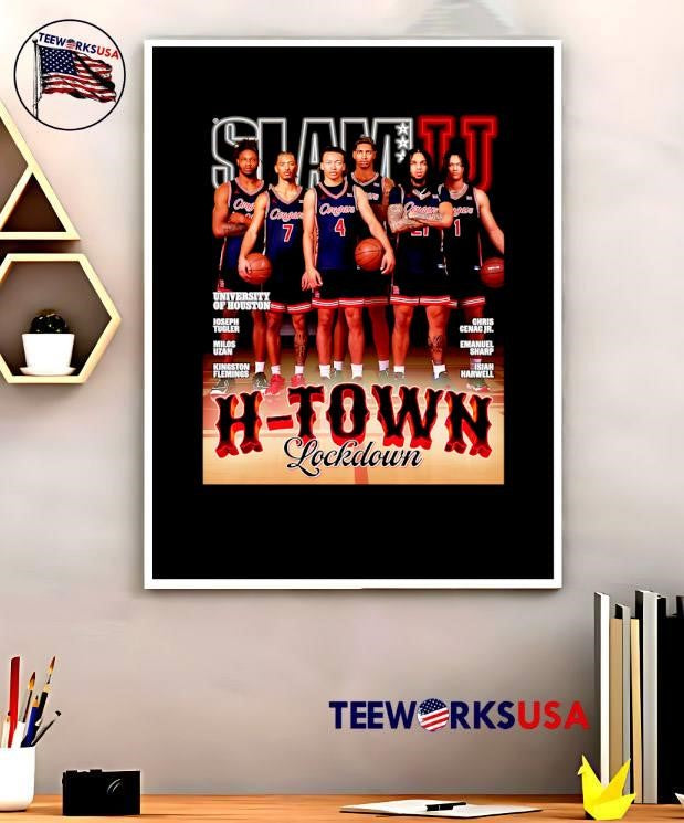 University of Houston Joseph Tugler Milos Uzan Kingston Flemings basketball player H-Town Lockdown shirt