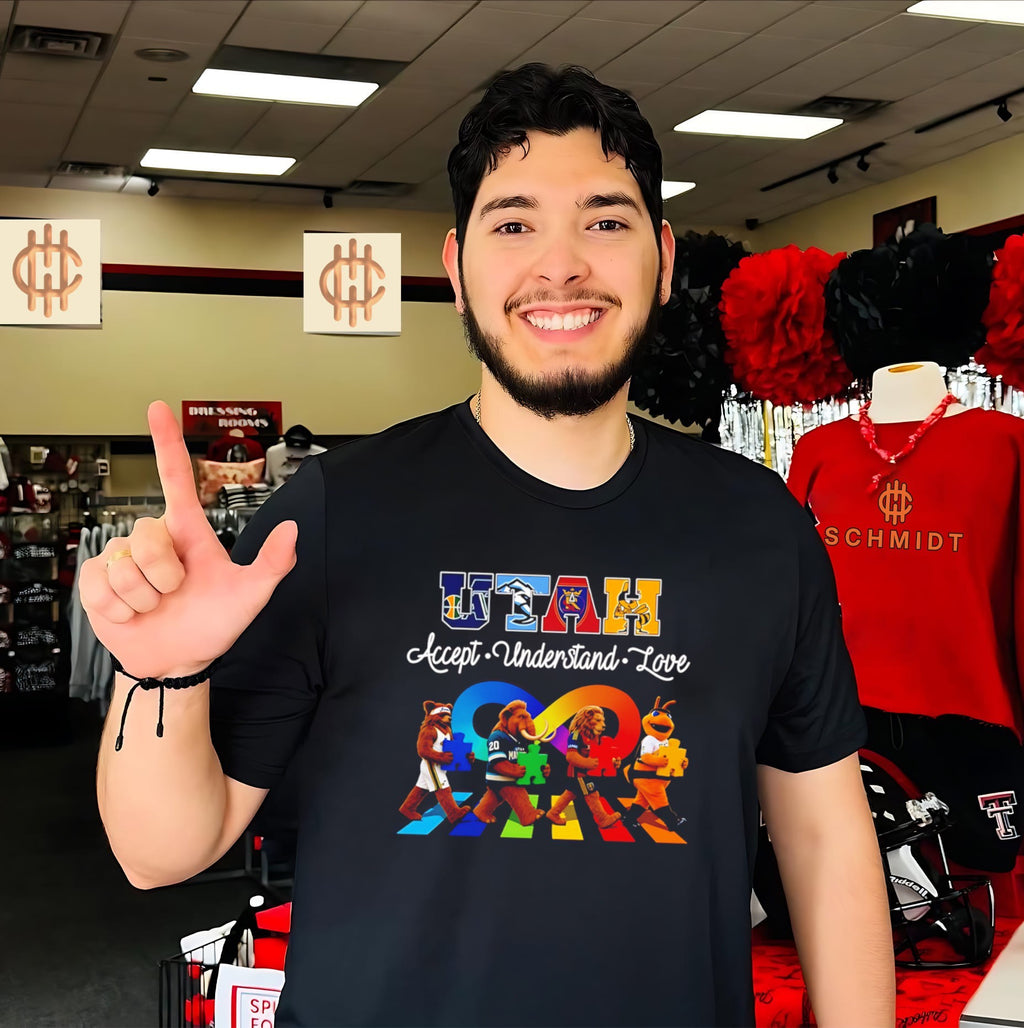 Utah Accept Understand Love Mascot Puzzle Piece Infinity shirt